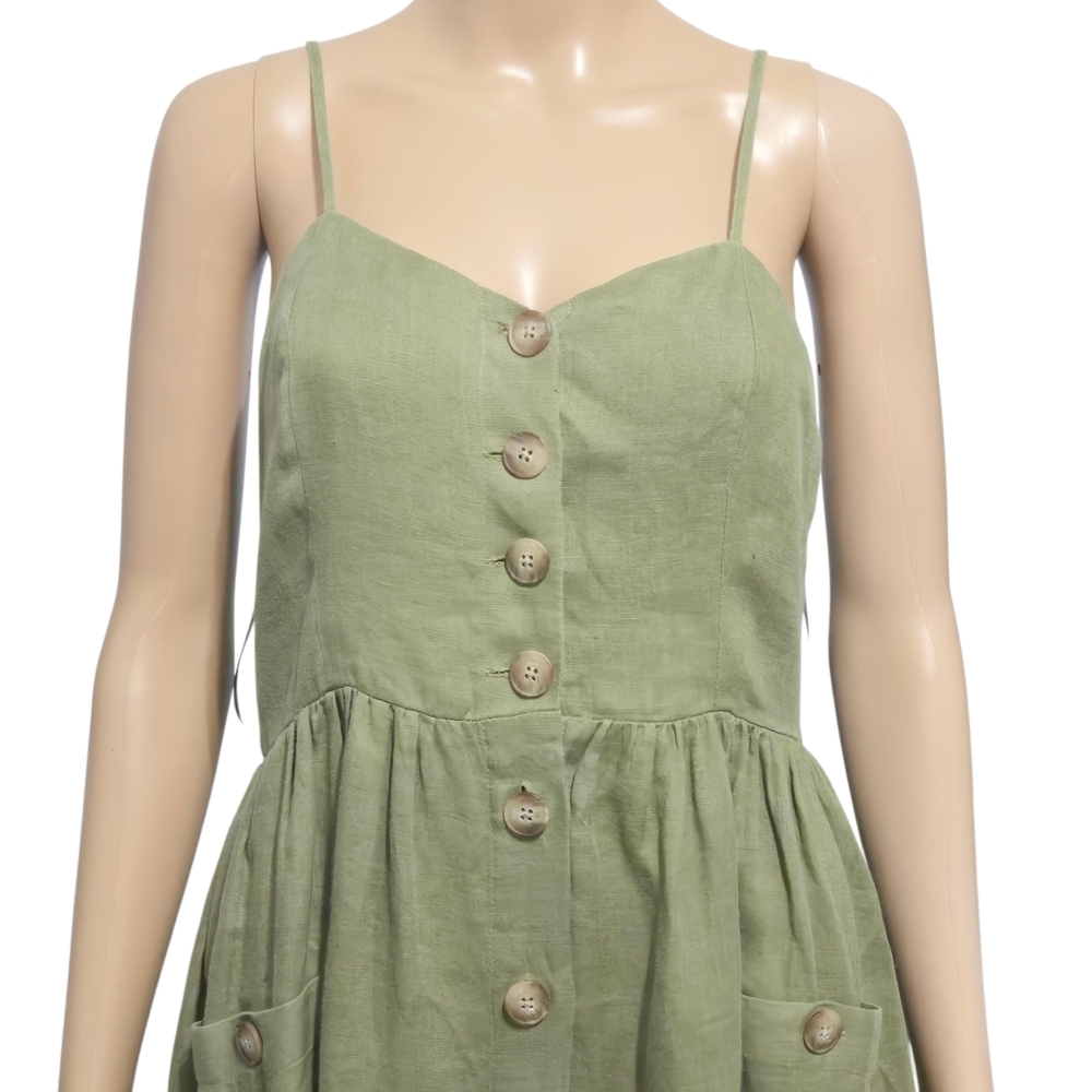 Mango Linen Button Down Midi Dress Size US 6 - Picture 5 of 8